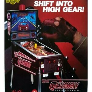 The Getaway High Speed II Pinball Flyer Original 1992 Promo Artwork 8.5" x 11"
